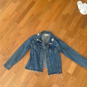Mango Blue Distressed Jacket